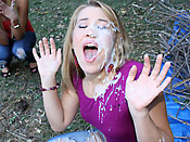  Cheap whore Kimberly getting drowned in loads of jizz!